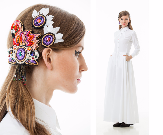 The White Queen - Statement Brooch and Headpiece with Two Side Pieces