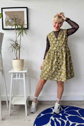 Sample Sale size Xs/ S Vintage Patterned Cotton One of A Kind Pinafore Dress