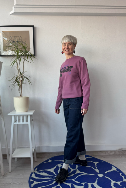 Organic Cotton Hand Printed Unisex Sweater with Statement - More Myself Than Yesterdays Self