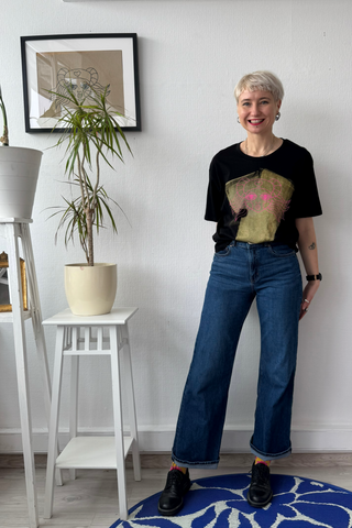 Gold and Pink LOVE is The Answer - Black Organic Oversized Unisex Tshirt with One of a Kind Special Print