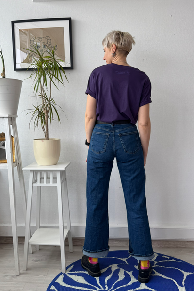 Feminism is Unisex - Plum Purple Organic Oversized Unisex Tshirt with Unicorn Grafient Print