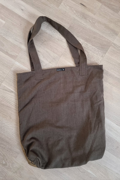 Zero Waste Brown Oversized Shopper With Colorful Origial Handprinted Pattern