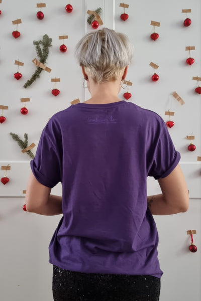 Feminism is Unisex - Plum Purple Organic Oversized Unisex Tshirt with Unicorn Grafient Print