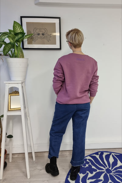 Organic Cotton Hand Printed Unisex Sweater with Statement - More Myself Than Yesterdays Self