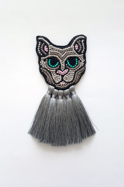 Grey Cat with grey tassels