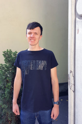 Unisex T-shirt "Better Than Yesterday's Self" Black + Black