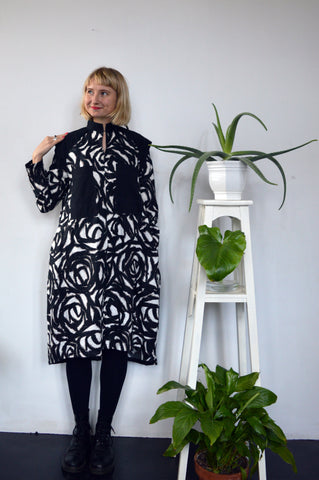 Space Warrior Princess Black and White linen dress