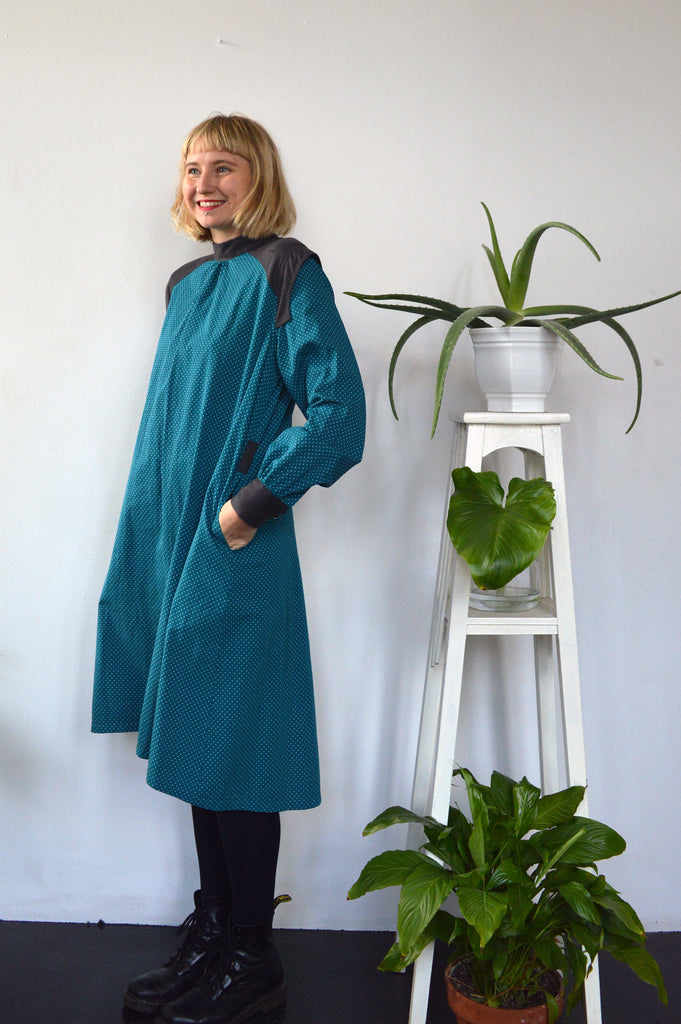 Space Warrior Queen - cotton shirt dress in sea green with some special details