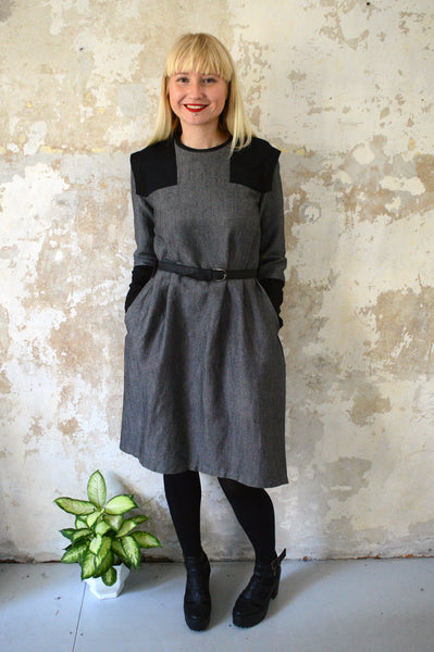 Space Warrior Princess becomes Queen and Goes to Work Dress - dark grey with stripes