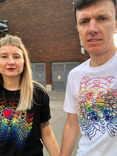 Rainbow Lāčplēsene/ Heroine - Black Organic Oversized Unisex Tshirt with Colorful Print