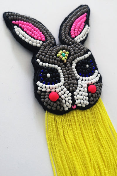 Super Fun Rabbit Brooch with Fringre "The Fun Brother"