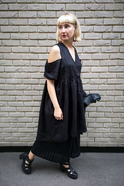 Oversized Black Linen Dress for every occasion of your life. Black Mini Dress for Every Season.