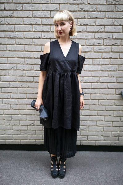 Oversized Black Linen Dress for every occasion of your life. Black Mini Dress for Every Season.