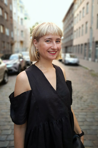 Oversized Black Linen-blend Dress for every occasion of your life. Black Mini Dress for Every Season.