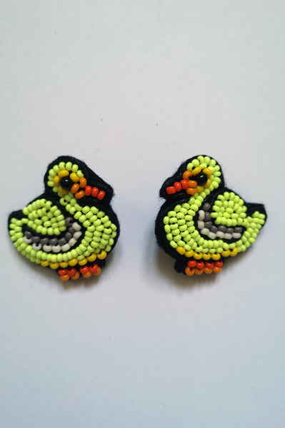 Yellow Duckilng Statement Earrings