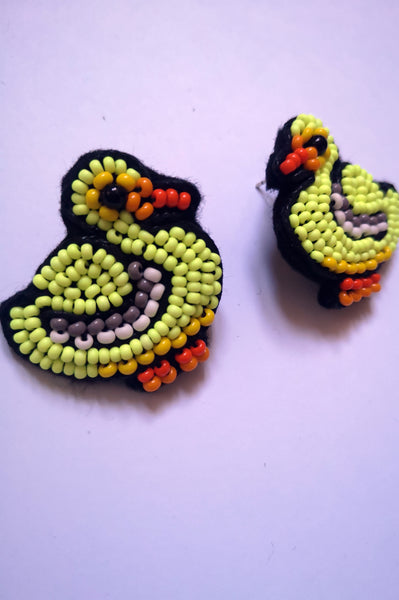 Yellow Duckilng Statement Earrings