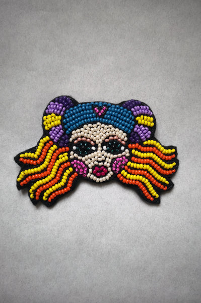 Colorful Beaded oversized statement brooch "The Heroine/ Lāčplēsene"