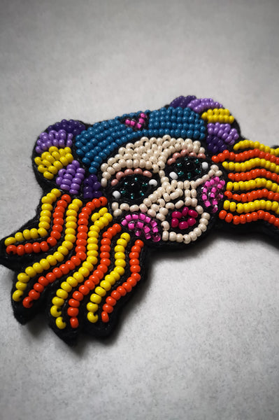 Colorful Beaded oversized statement brooch "The Heroine/ Lāčplēsene"