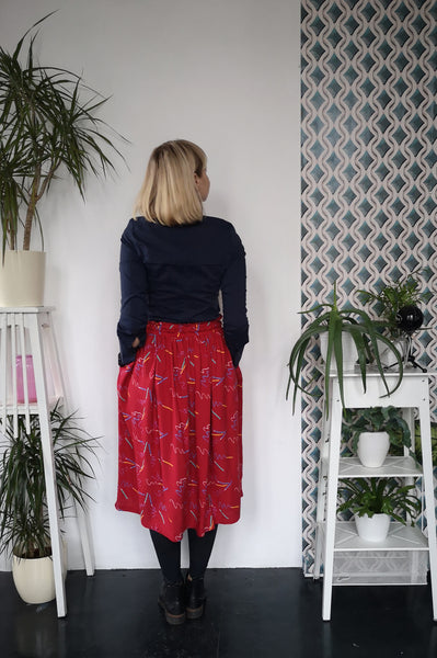 Vintage 90's Style Graphic Designer and Artist Colorful Pencil Print One Size Fits All Wide Skirt - A Minimalist Dream