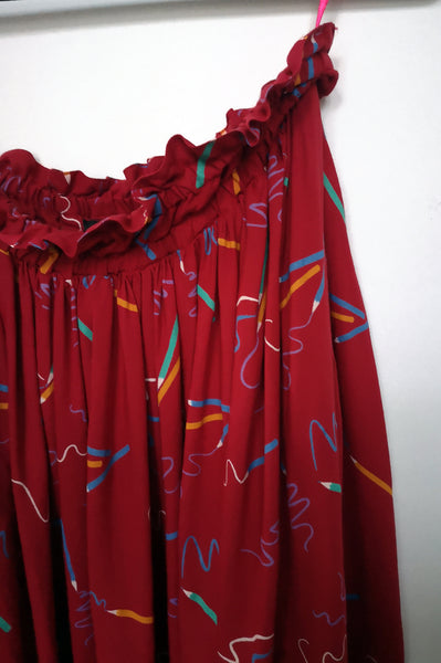 Vintage 90's Style Graphic Designer and Artist Colorful Pencil Print One Size Fits All Wide Skirt - A Minimalist Dream