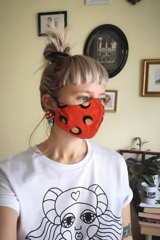 Reusable 100% cotton/ linen face masks - size Medium (women/ smaller face adults/ young adults/ teenagers))