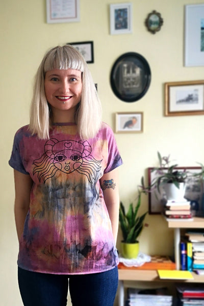 Colourful Tie Dye Cotton Malvine.lv Special Design Handmade Unisex T shirt Heroine - Lāčplēsene