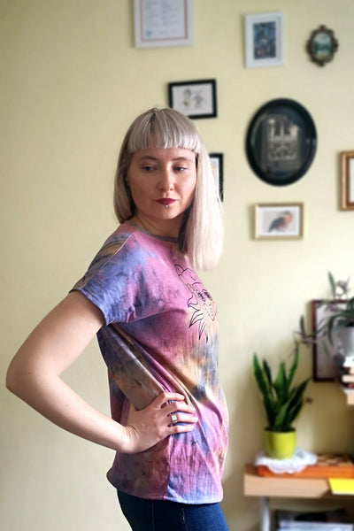 Colourful Tie Dye Cotton Malvine.lv Special Design Handmade Unisex T shirt Heroine - Lāčplēsene
