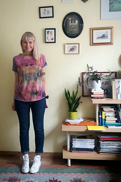 Colourful Tie Dye Cotton Malvine.lv Special Design Handmade Unisex T shirt Heroine - Lāčplēsene