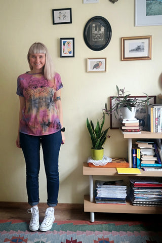 Colourful Tie Dye Cotton Malvine.lv Special Design Handmade Unisex T shirt Heroine - Lāčplēsene