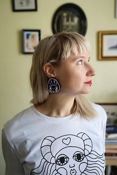 Oversized Statement Earrings with Mystical All Feeling Eyes