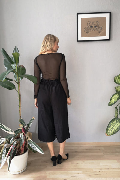 Kimono and Minimalist inspired Black Linen Power Suite