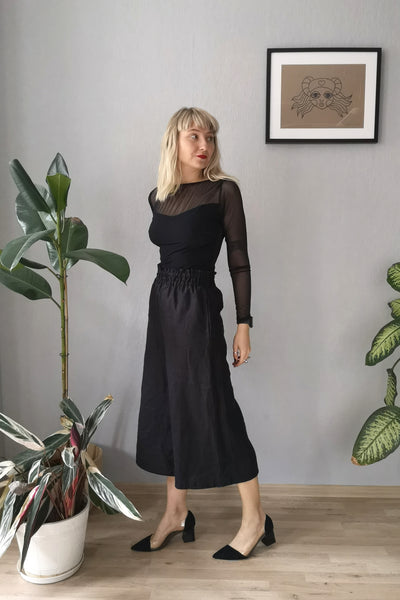 Kimono and Minimalist inspired Black Linen Power Suite