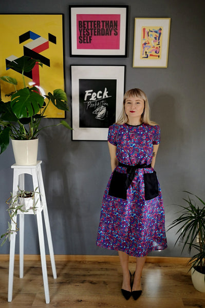 Colorful and Versetile Cotton Midi Dress with Pockets