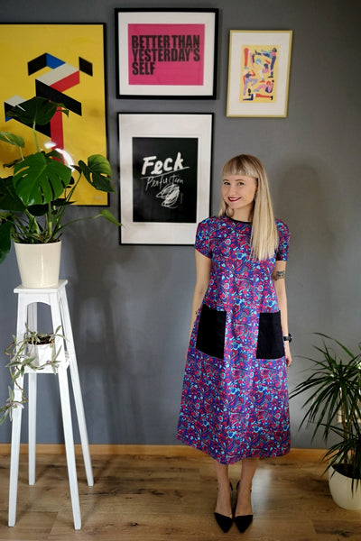 Colorful and Versetile Cotton Midi Dress with Pockets