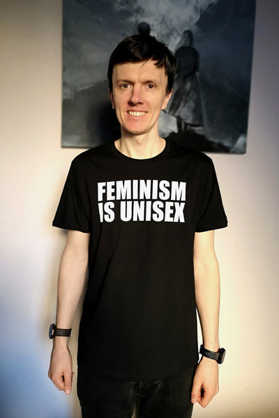 Feminism is Unisex - Black Organic Oversized Unisex Tshirt with White Print