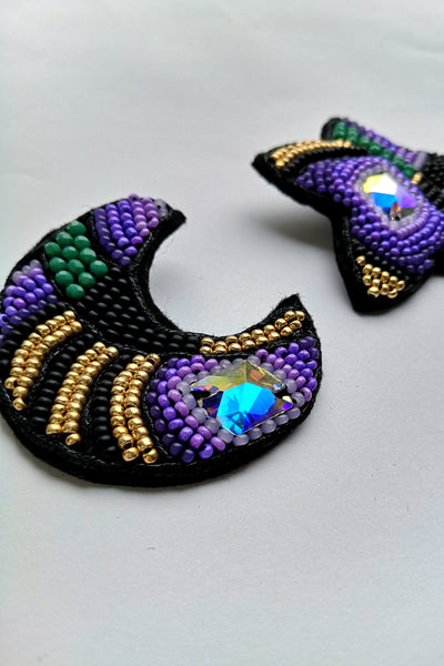 Oversized One of a Kind Mismatched Statement Earrings with Oversized Crystals “I'll Give You Moon and a Star“