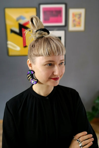 Oversized One of a Kind Mismatched Statement Earrings with Oversized Crystals “I'll Give You Moon and a Star“
