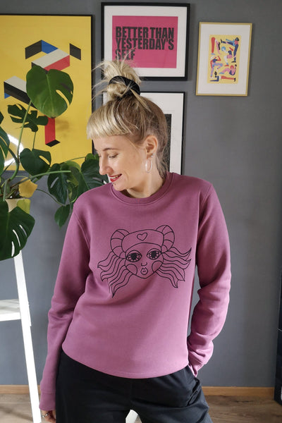 Organic Cotton Hand Printed Unisex Flower and Lāčplēsene Heroine Sweater