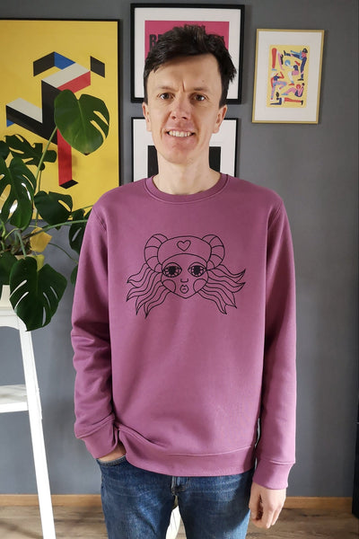 Organic Cotton Hand Printed Unisex Flower and Lāčplēsene Heroine Sweater