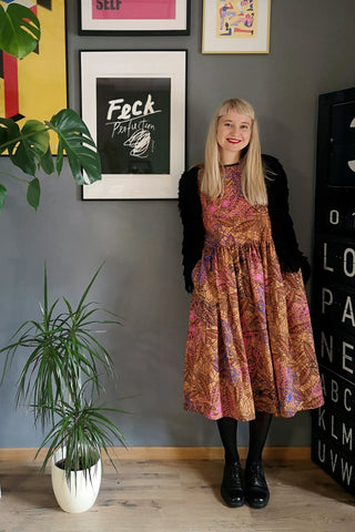 Fun and Cool Cotton summer dress - Mary Anning - made from handprinted fabric