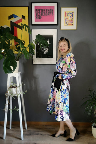 Vaira Vīķe - Freiberga dress - 70s Inspired All Season Colorful Lāčplēsene/ Heroine Dress - With Open Back Detail and Statement Pockets