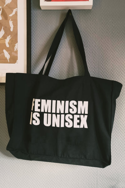 Black and White Oversized Sturdy Fabric Statement Shopper Bag with Inside Pocket and Stud Fastening