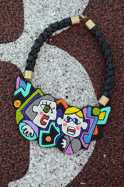 Oversized concept necklace inspired by cubism "I Have a Conversation"