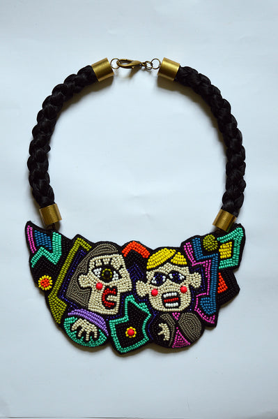 Oversized concept necklace inspired by cubism "I Have a Conversation"