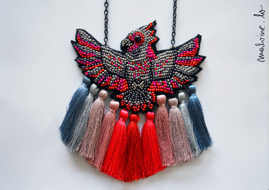 Amber necklace "The Cardinal"