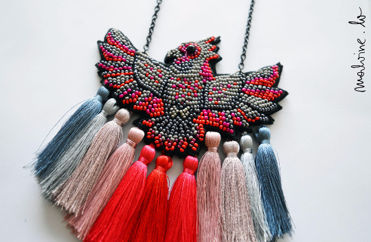 Amber necklace "The Cardinal"