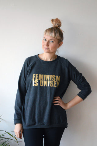 Unisex Sweater F=U: Graffit grey + gold