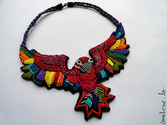 The Dream of a Red Macaw parrot necklace