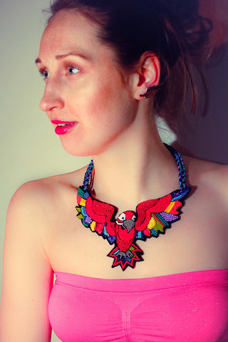 The Dream of a Red Macaw parrot necklace