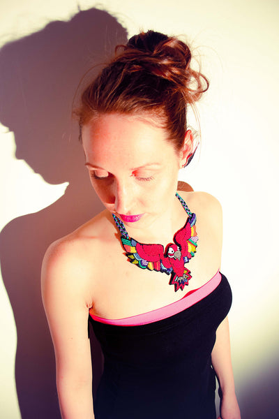 The Dream of a Red Macaw parrot necklace